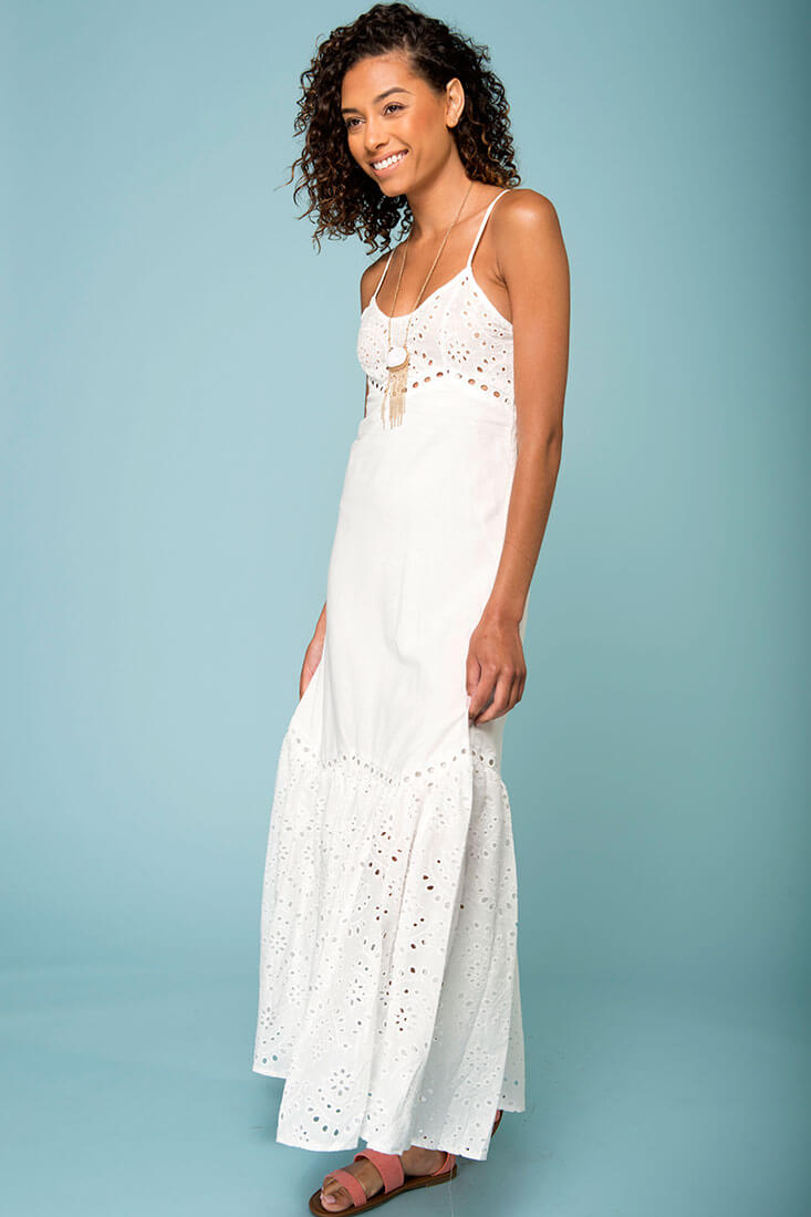 Angeline Thin Strap Maxi Dress White by Selfie Leslie