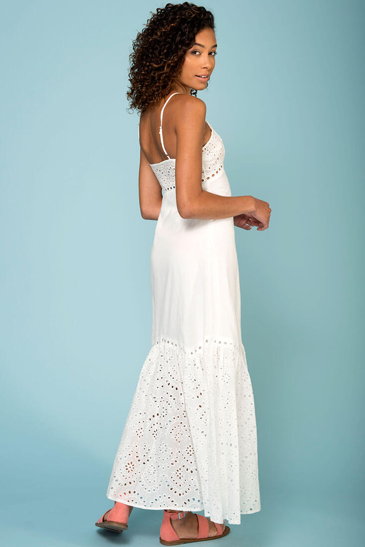 Angeline Thin Strap Maxi Dress White by Selfie Leslie