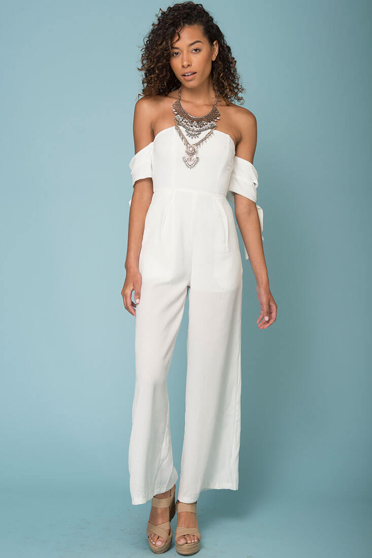 Kyndall Tube Top Jumpsuit White by Selfie Leslie