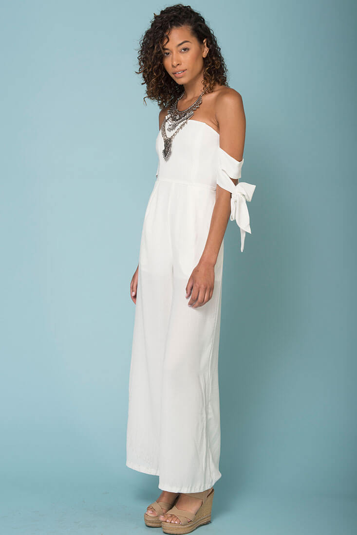 Kyndall Tube Top Jumpsuit White by Selfie Leslie