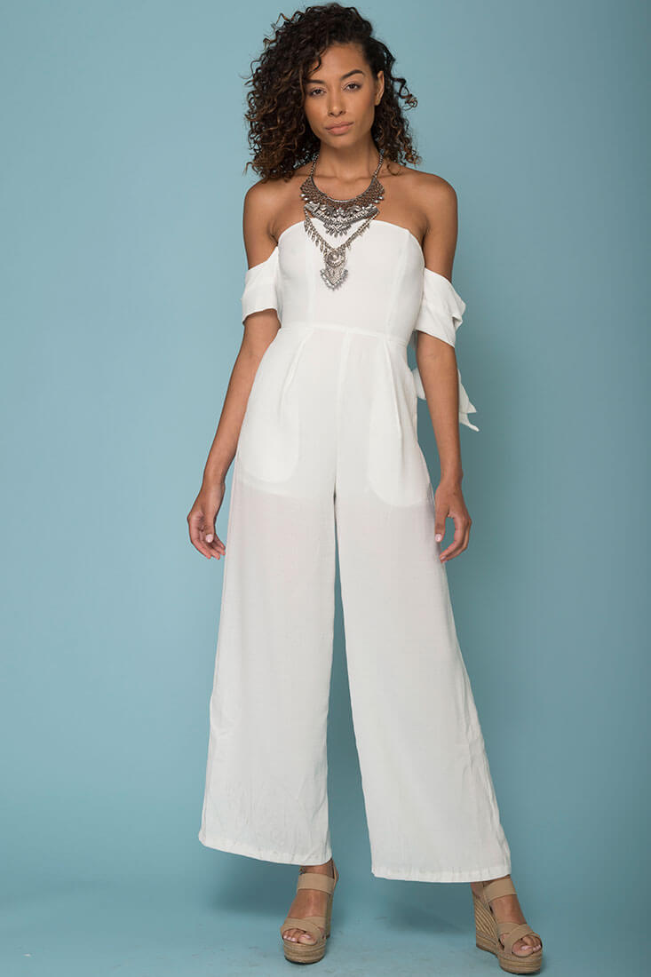 Kyndall Tube Top Jumpsuit White by Selfie Leslie