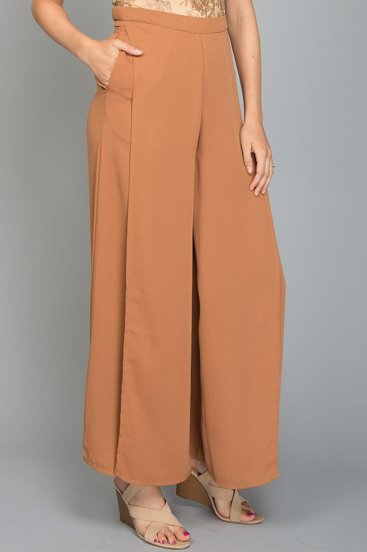 Ayelle Wide Leg Dress Pant Camel by Selfie Leslie