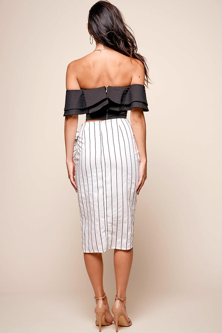 Vanessa Pleated Wrap Midi Skirt White by Selfie Leslie