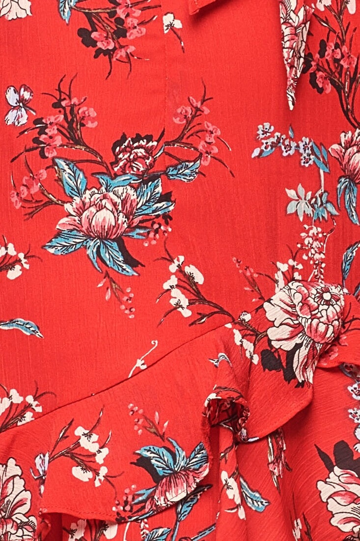 Bellisario Floral Ruffle Caribbean Skirt Red by Selfie Leslie