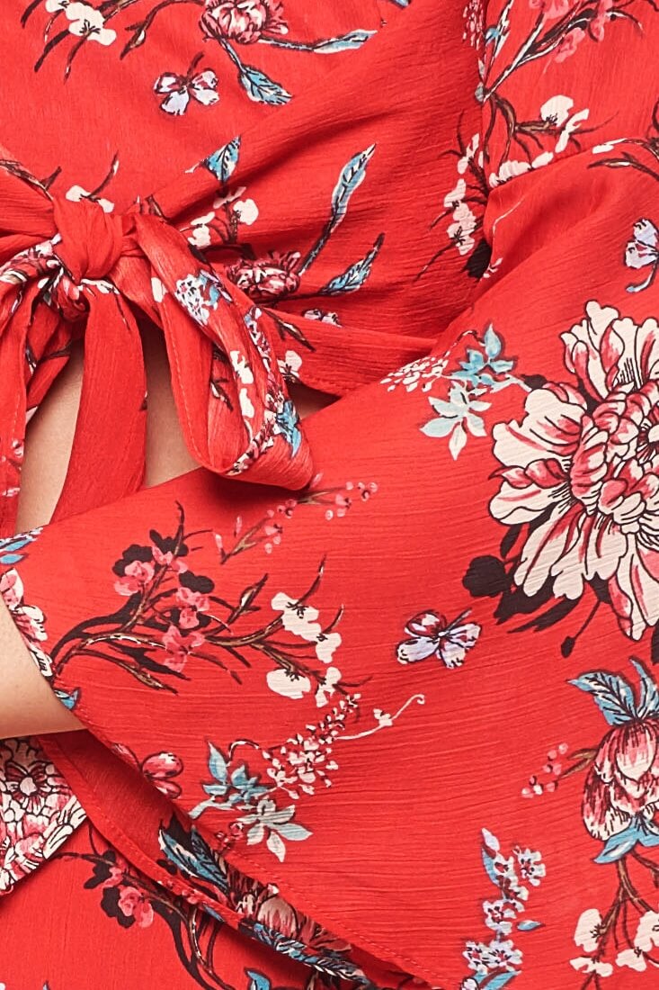 Bellisario Floral Cropped Caribbean Top Red by Selfie Leslie