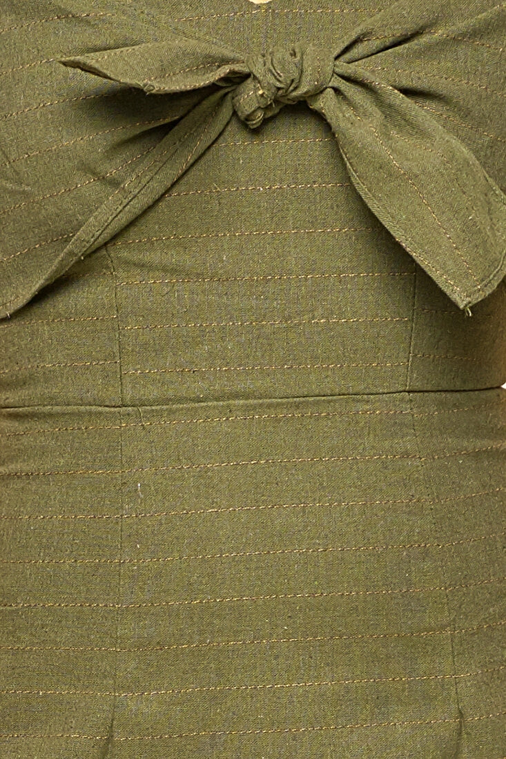 Emilio Tie Dress Green Khaki by Selfie Leslie