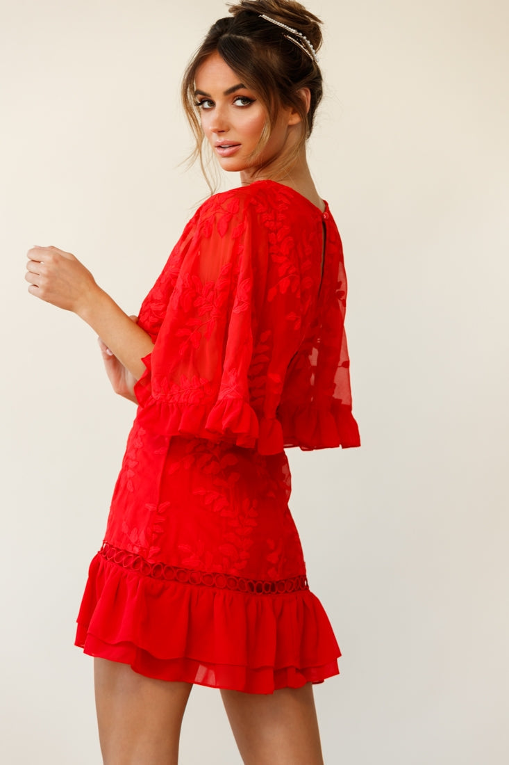 Caspar Batwing Dress Red by Selfie Leslie