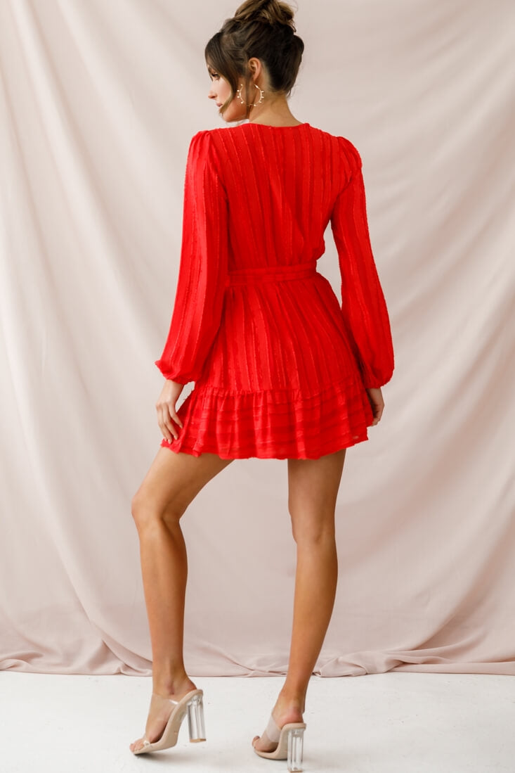 Rubi Textured Wrap Dress Red by Selfie Leslie