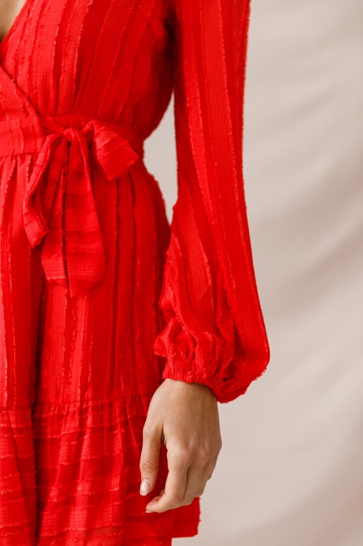 Rubi Textured Wrap Dress Red by Selfie Leslie