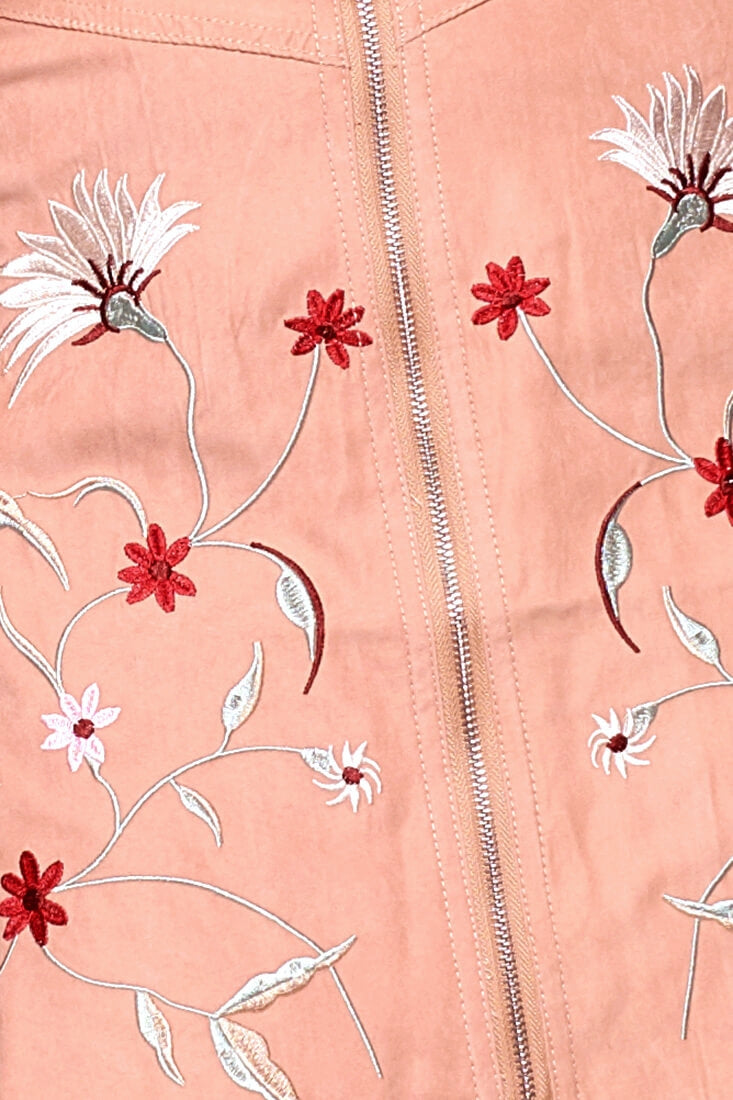 Giovanna Floral Embroidered Mini Skirt Tan Pink by Selfie Leslie