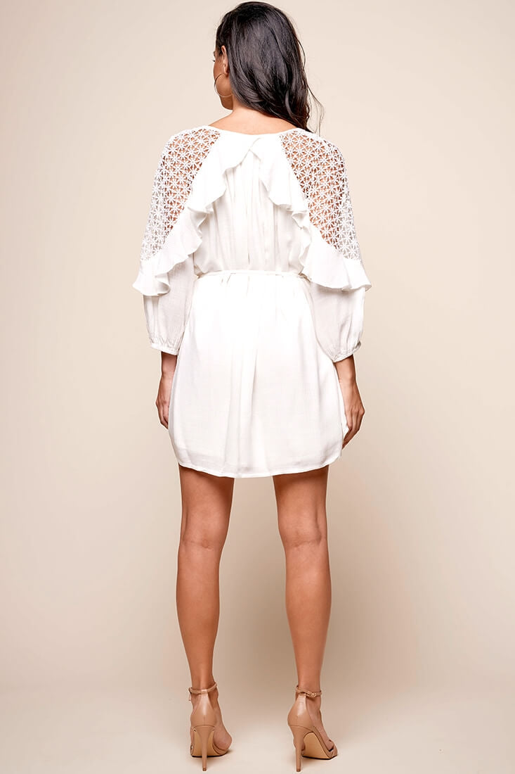 Arizona Waist-Tie Kaftan Dress White by Selfie Leslie