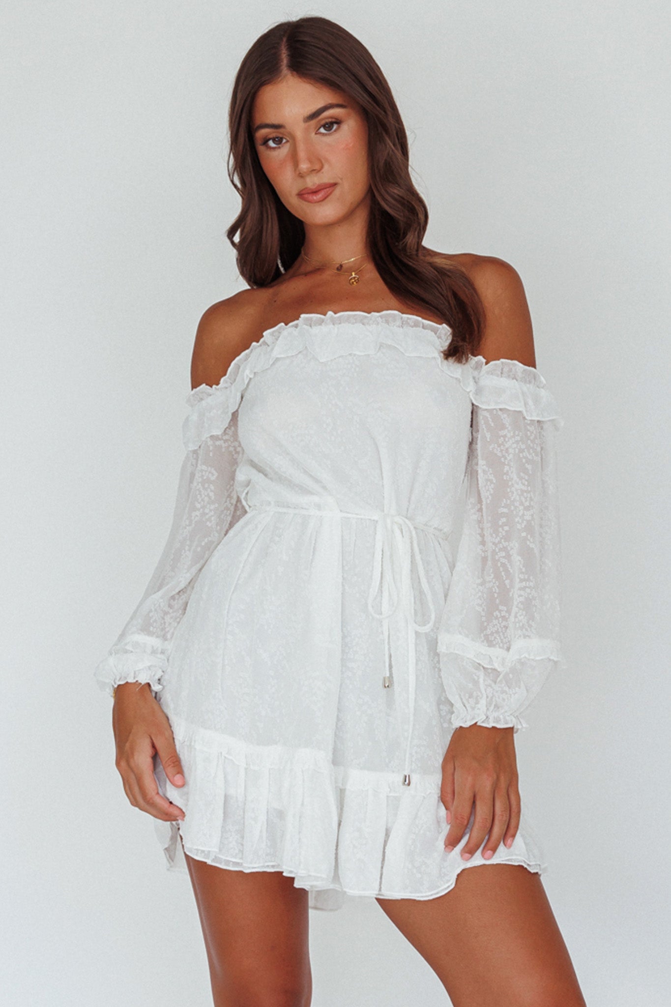 Tracee Bardot Lace Mini Dress White by Selfie Leslie Australia