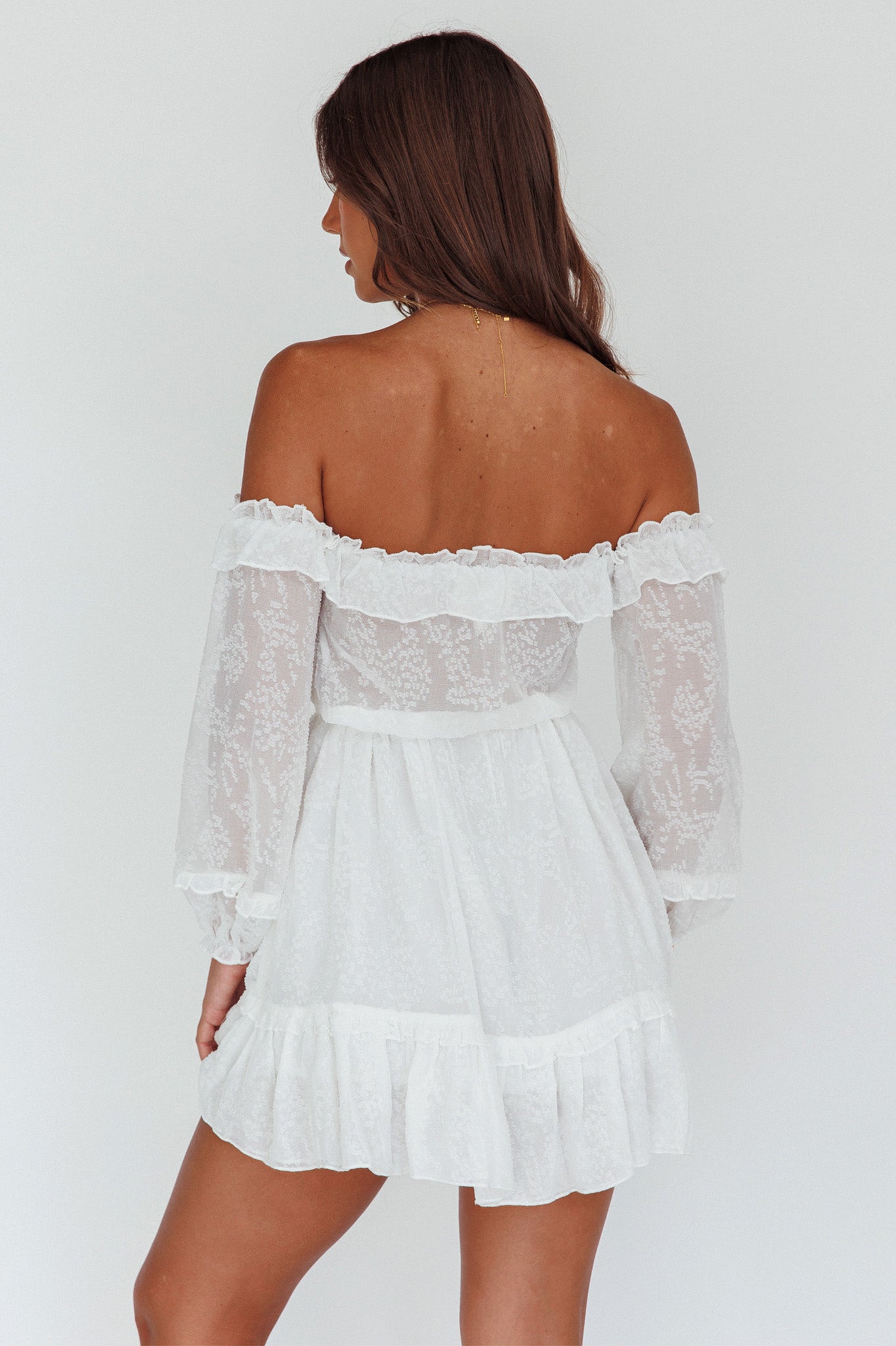 Tracee Bardot Lace Mini Dress White by Selfie Leslie Australia