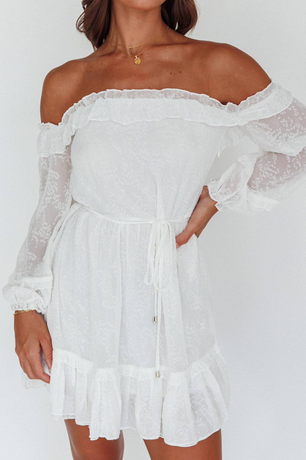 Tracee Bardot Lace Mini Dress White by Selfie Leslie Australia