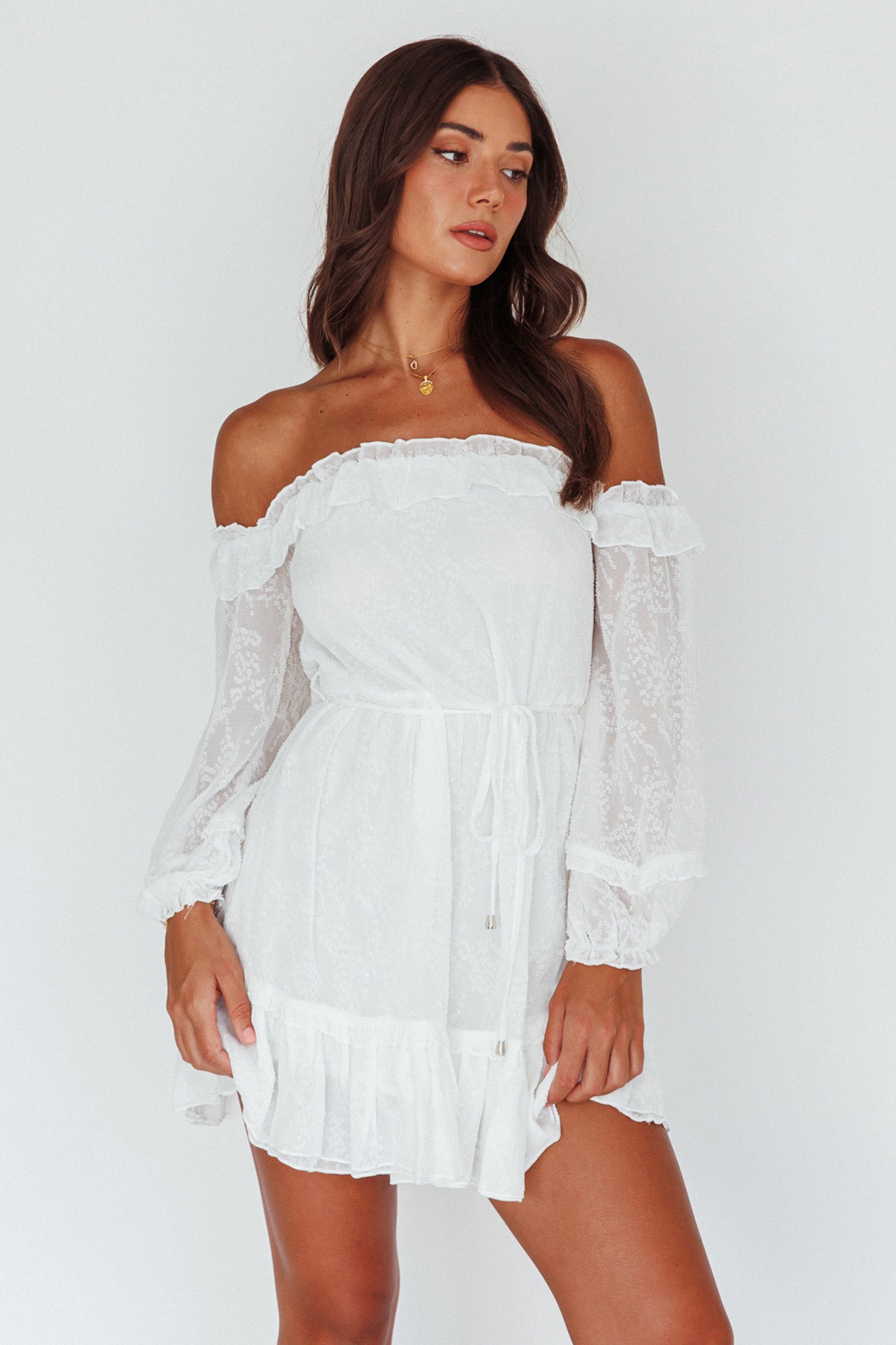 Tracee Bardot Lace Mini Dress White by Selfie Leslie Australia