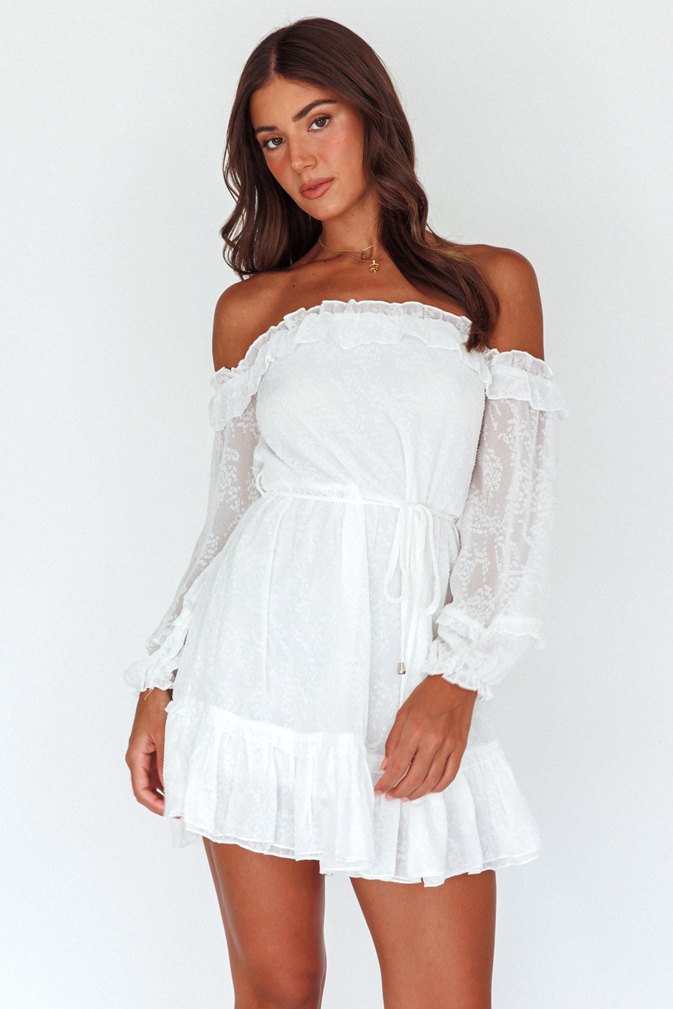 Tracee Bardot Lace Mini Dress White by Selfie Leslie Australia