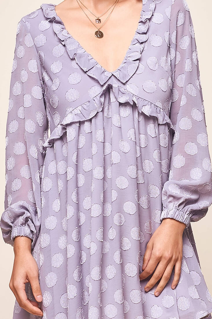 Cutie Pie Long Sleeve Babydoll Dress Grey by Selfie Leslie