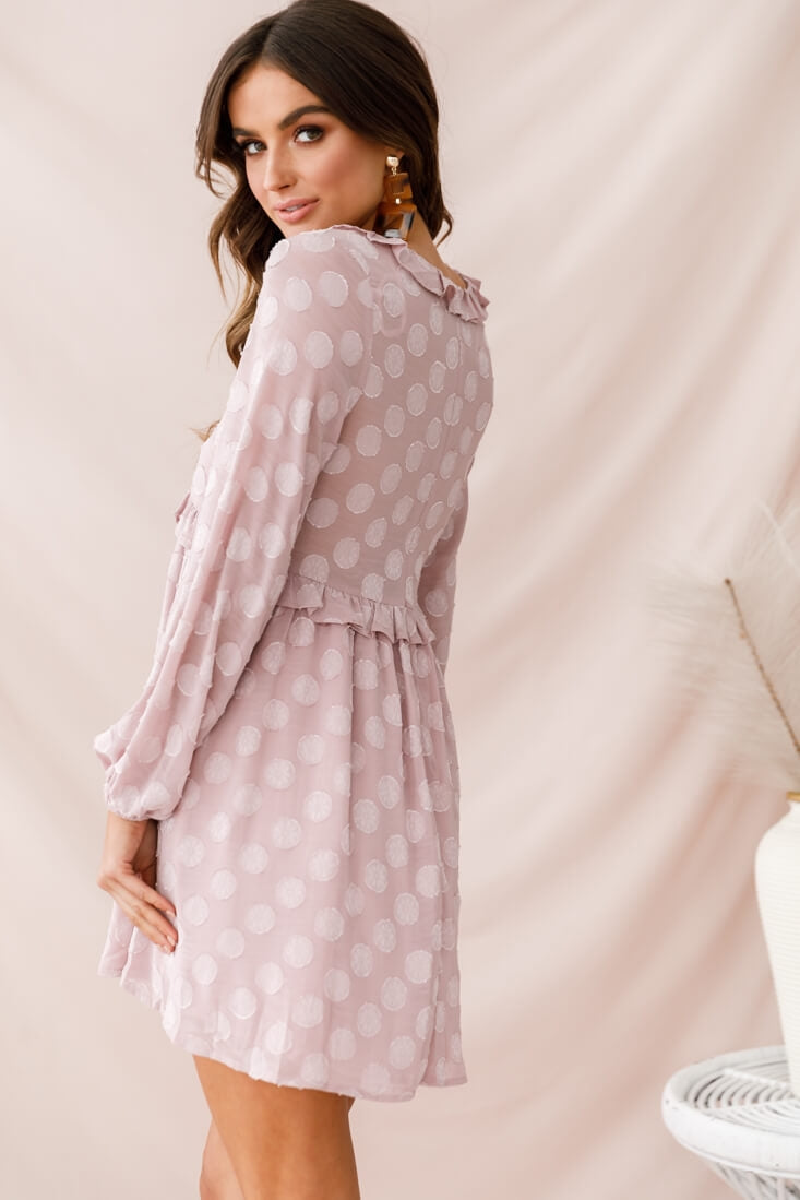 Cutie Pie Long Sleeve Babydoll Dress Mauve by Selfie Leslie
