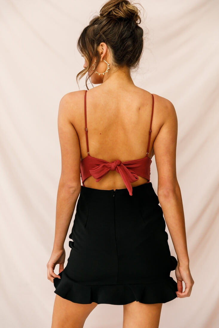 Sanctuary Tie Back Appliqué Bodysuit Rose by Selfie Leslie