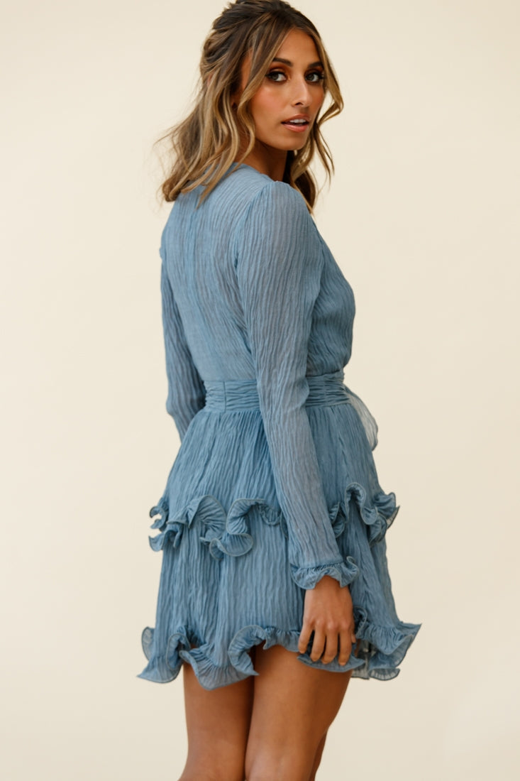 Greta Tiered Ruffle Chiffon Dress Midnight Blue by Selfie Leslie