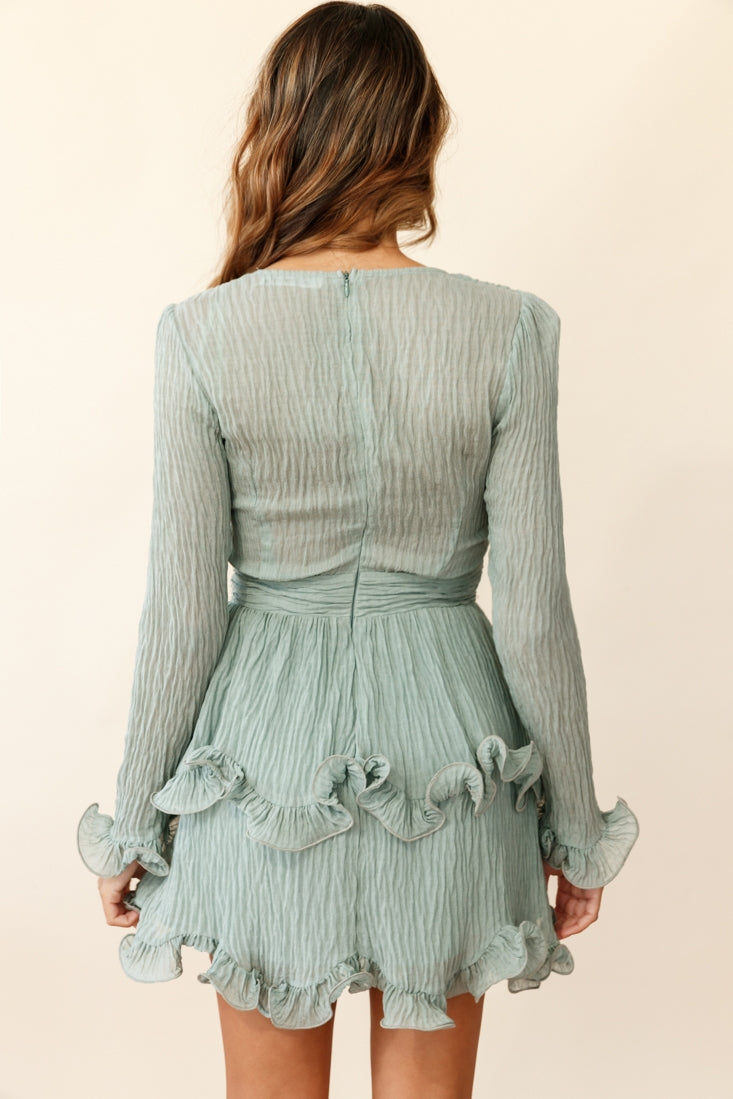 Greta Tiered Ruffle Chiffon Dress Olive by Selfie Leslie
