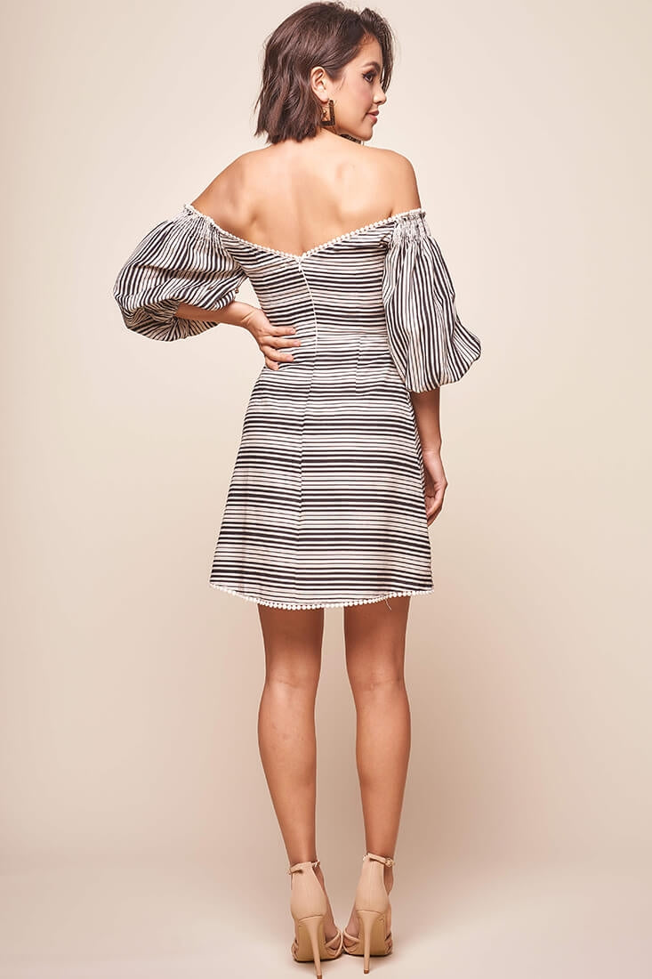 Antoinette Off-Shoulder Puff Sleeve Dress Black by Selfie Leslie