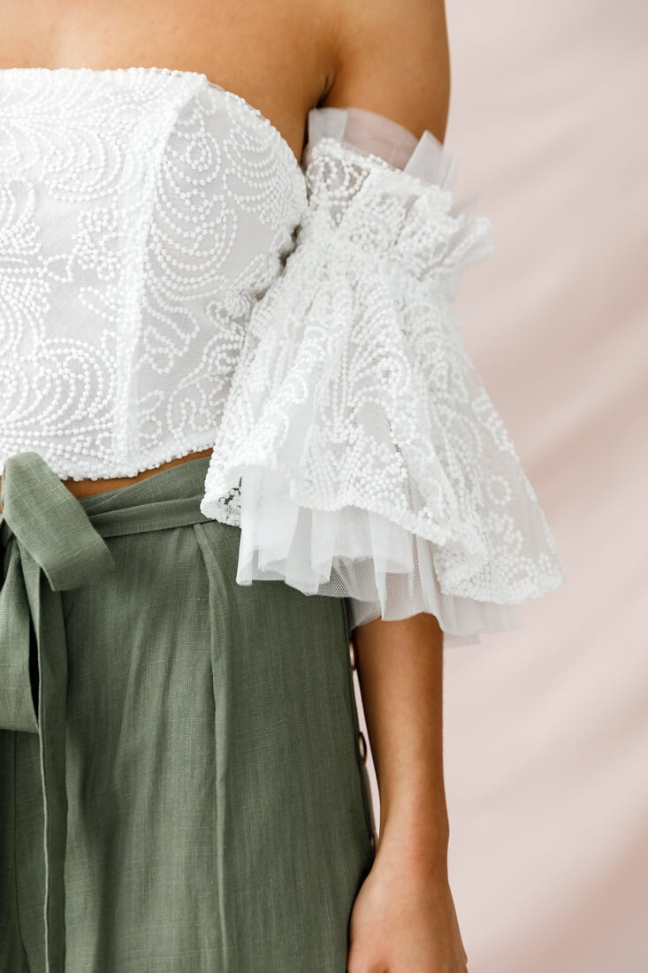 Arna Bell Sleeve Off-Shoulder Top White by Selfie Leslie