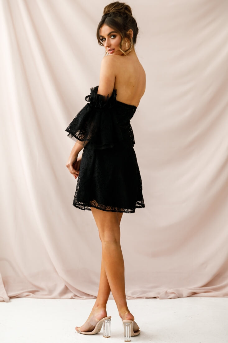 Arna Bell Sleeve Embroidery Dress Black by Selfie Leslie