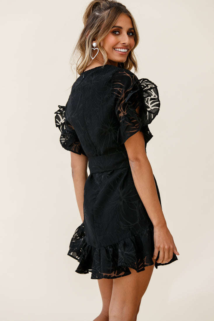 Coolum Ruffle Sleeve Dress Black by Selfie Leslie