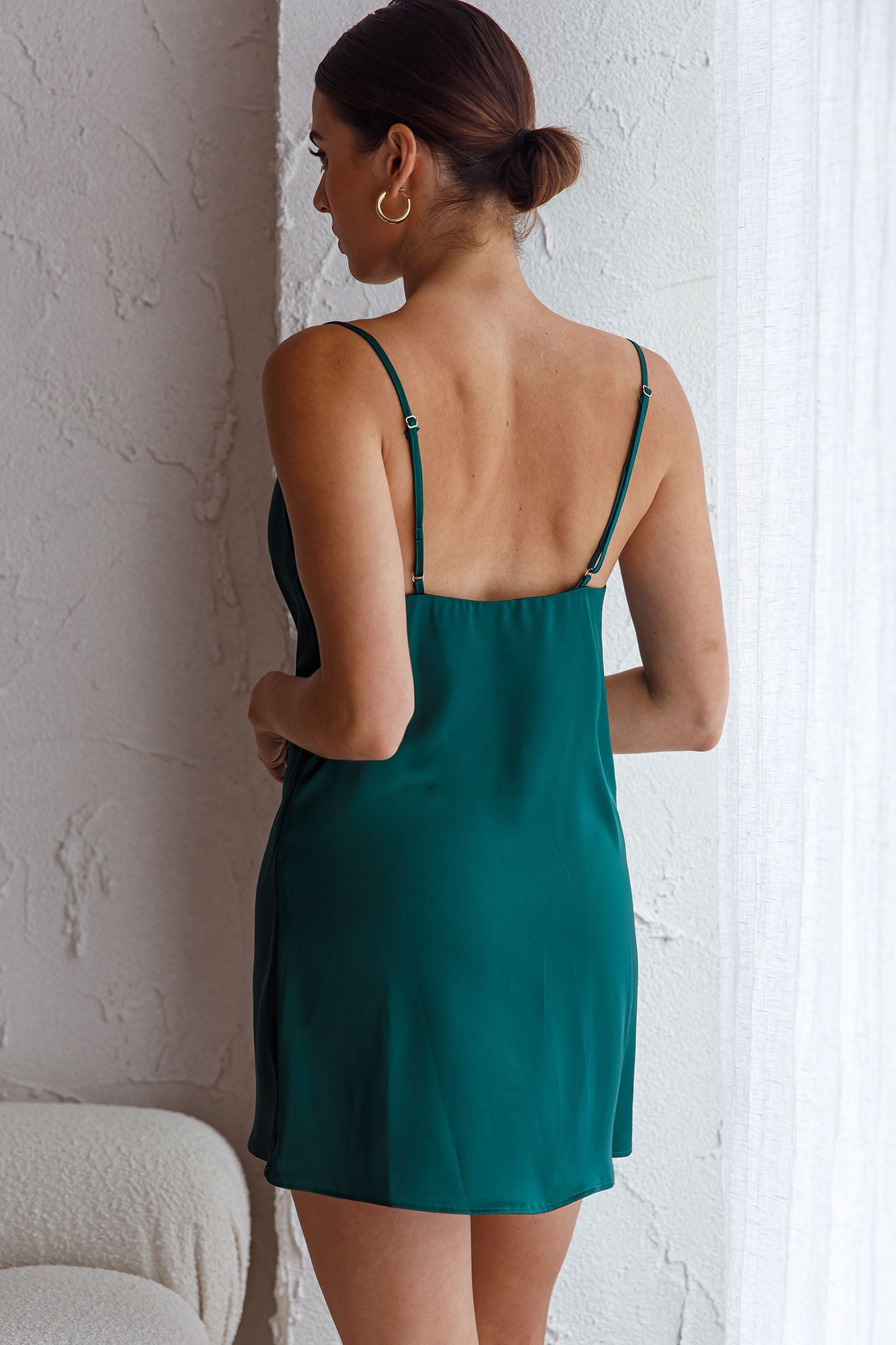 Xanadu Cowl Neck Slip Dress Forest Green by Selfie Leslie