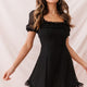 Lara Puff Sleeve Frill Dress Black