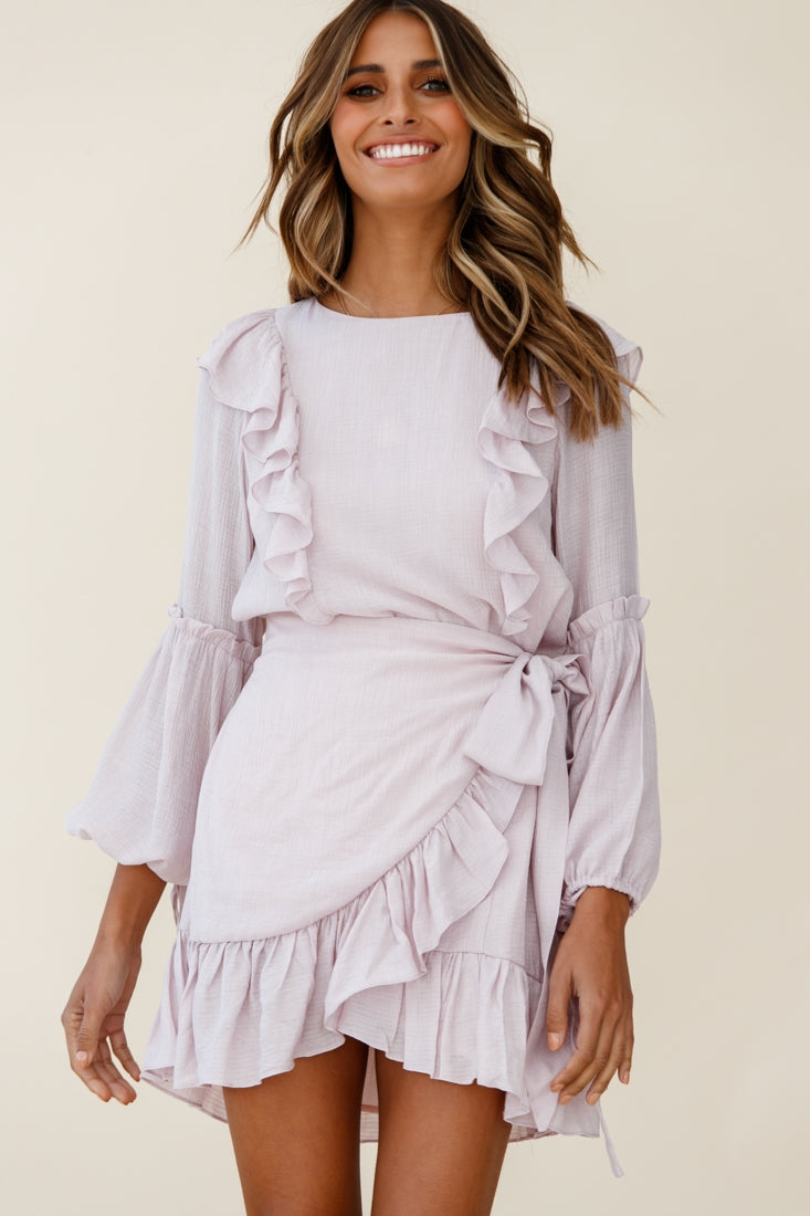 Tila Long Balloon Sleeve Wrap Front Dress Blush by Selfie Leslie
