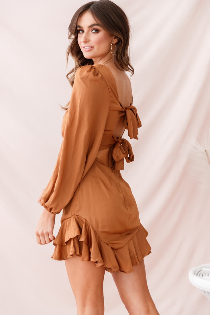 Sydney Double Bow Back Dress Copper by Selfie Leslie