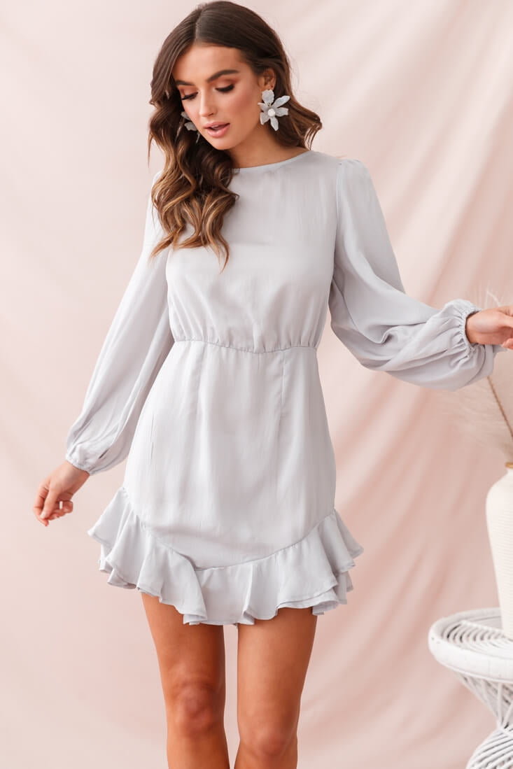 Sydney Double Bow Back Dress Silver by Selfie Leslie