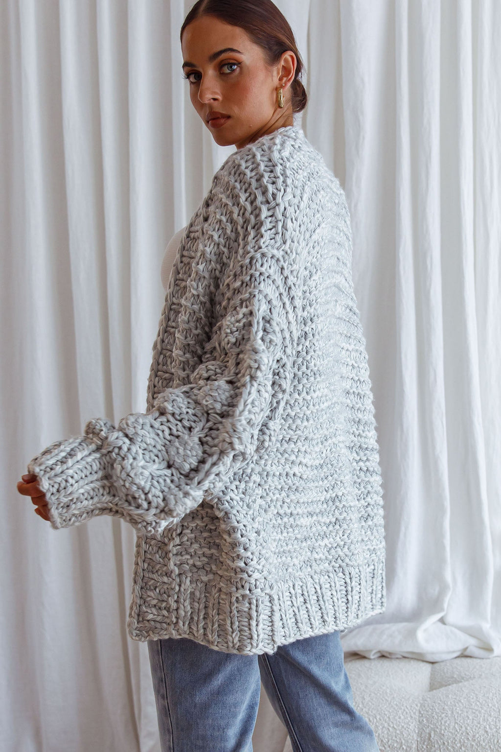 Moscow Chunky Knit Oversized Cardigan Marble by Selfie Leslie