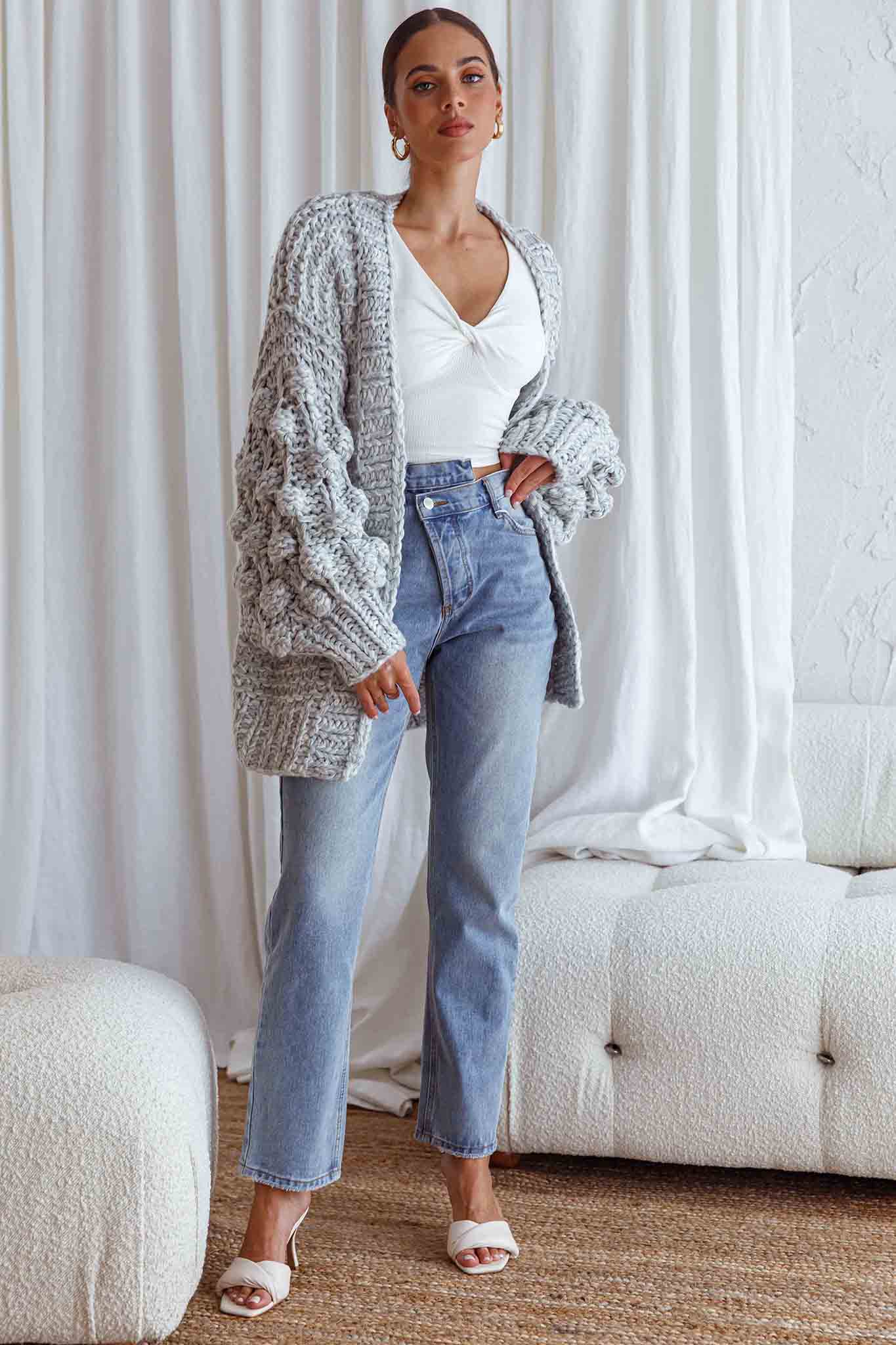 Moscow Chunky Knit Oversized Cardigan Marble by Selfie Leslie