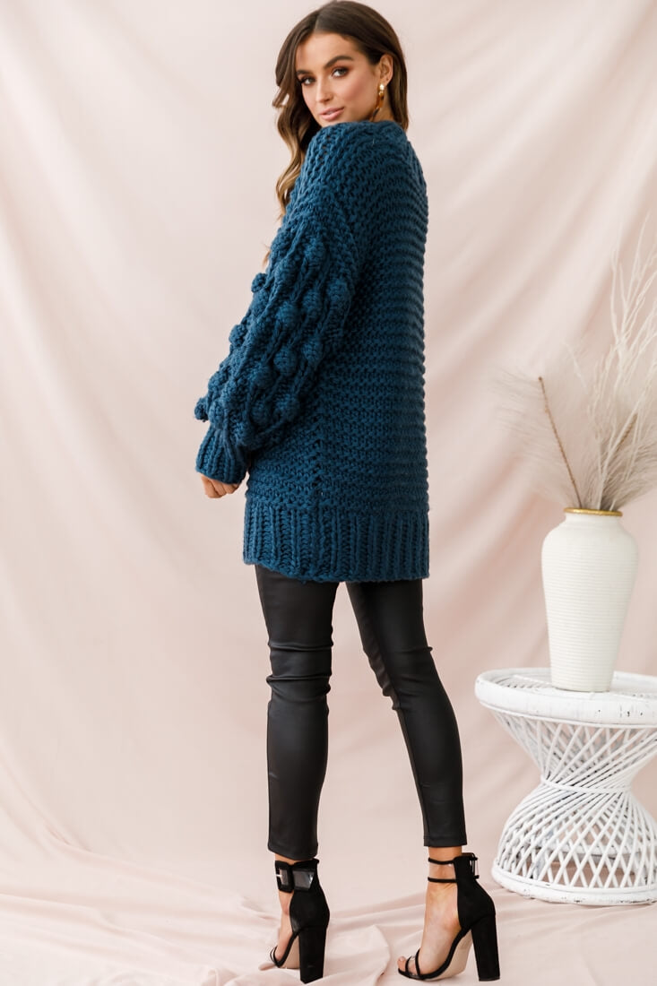 Moscow Chunky Knit Oversized Sweater Teal by Selfie Leslie