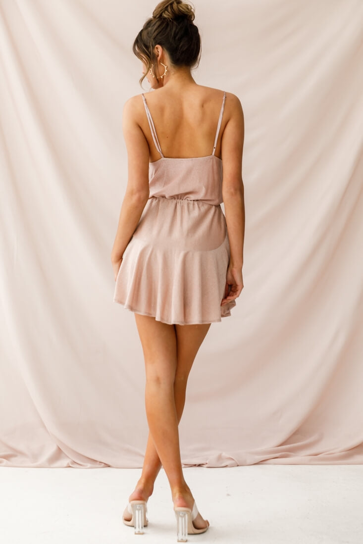 Monique Cowl Neck Drawstring Dress Champagne by Selfie Leslie