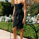 Tesla Cami Strap Asymmetrical Knee Length Dress Black