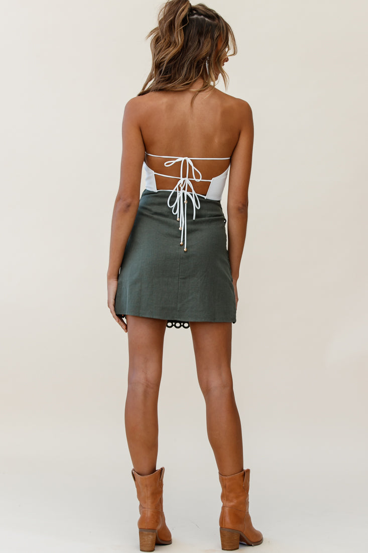Charlize Pintuck Pleat Tie-Up Back Crop Top White by Selfie Leslie
