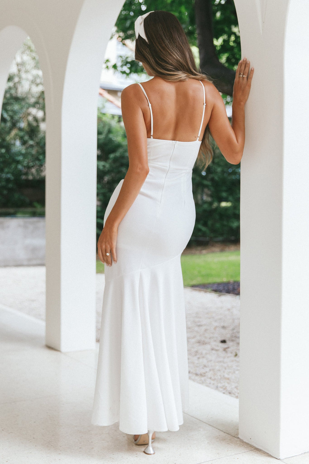 Darlene Front Split Flounce Hem Maxi Dress White by Selfie Leslie