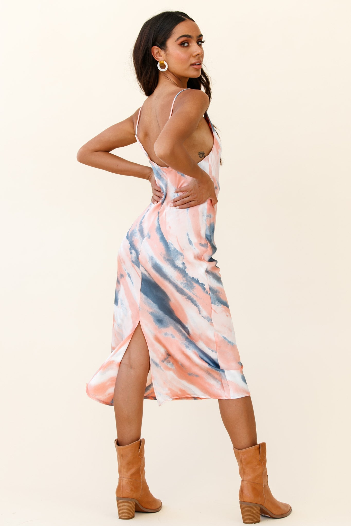 Show Me Love Cowl Neck Midi Dress Tie-Dye Multi by Selfie Leslie