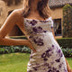 Show Me Love Cowl Neck Mini Dress Floral Bouquet Print Purple