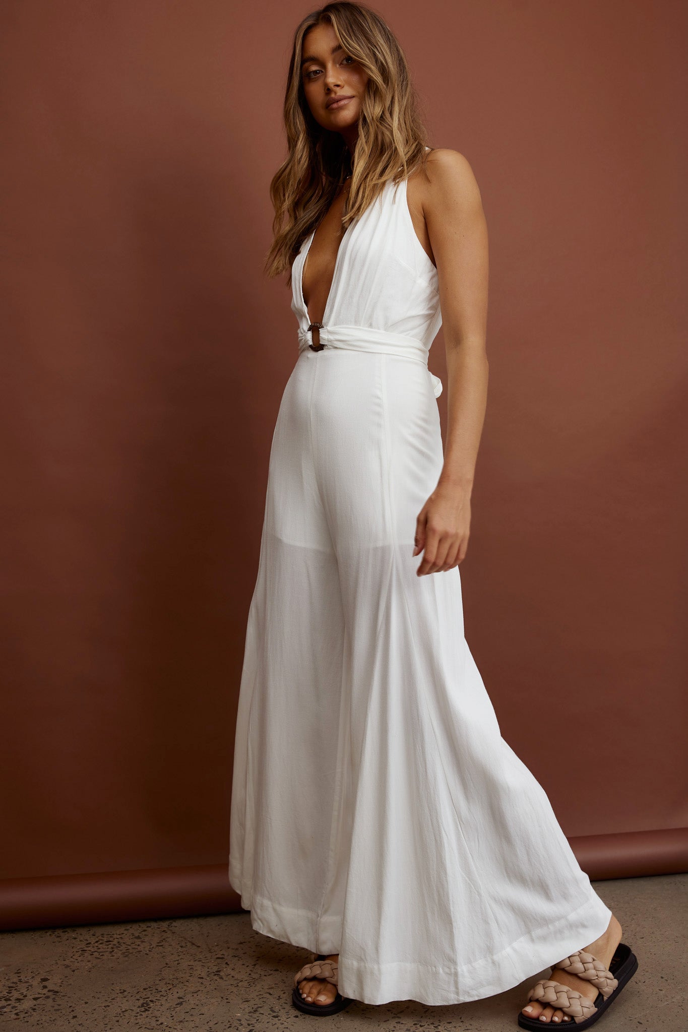 Franklin Halterneck Jumpsuit White by Selfie Leslie Australia