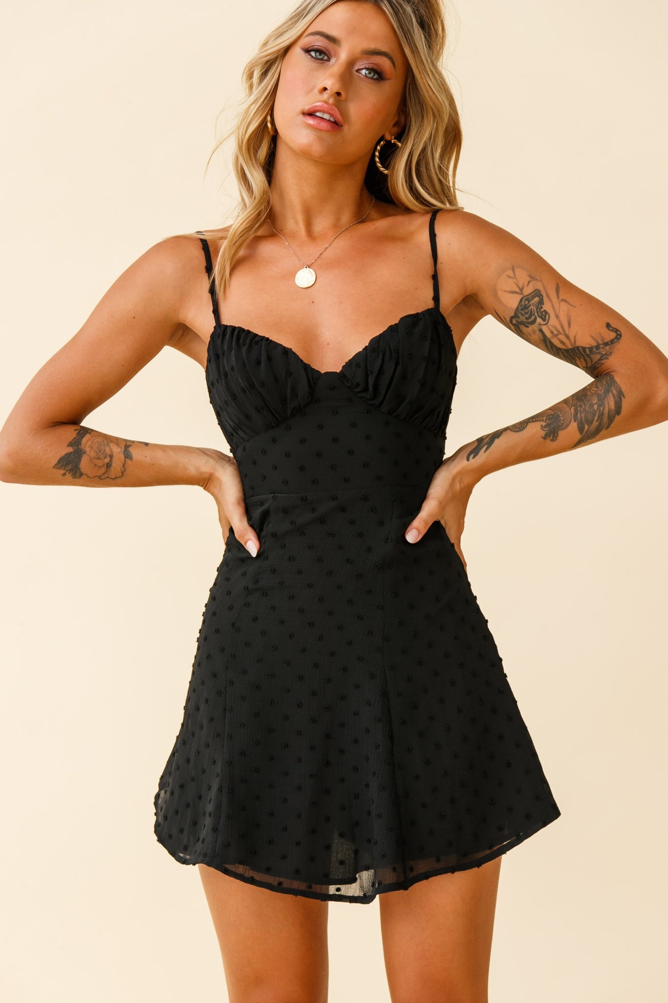 Good Morning Angel Ruched Bust A-Line Dress Black by Selfie Leslie