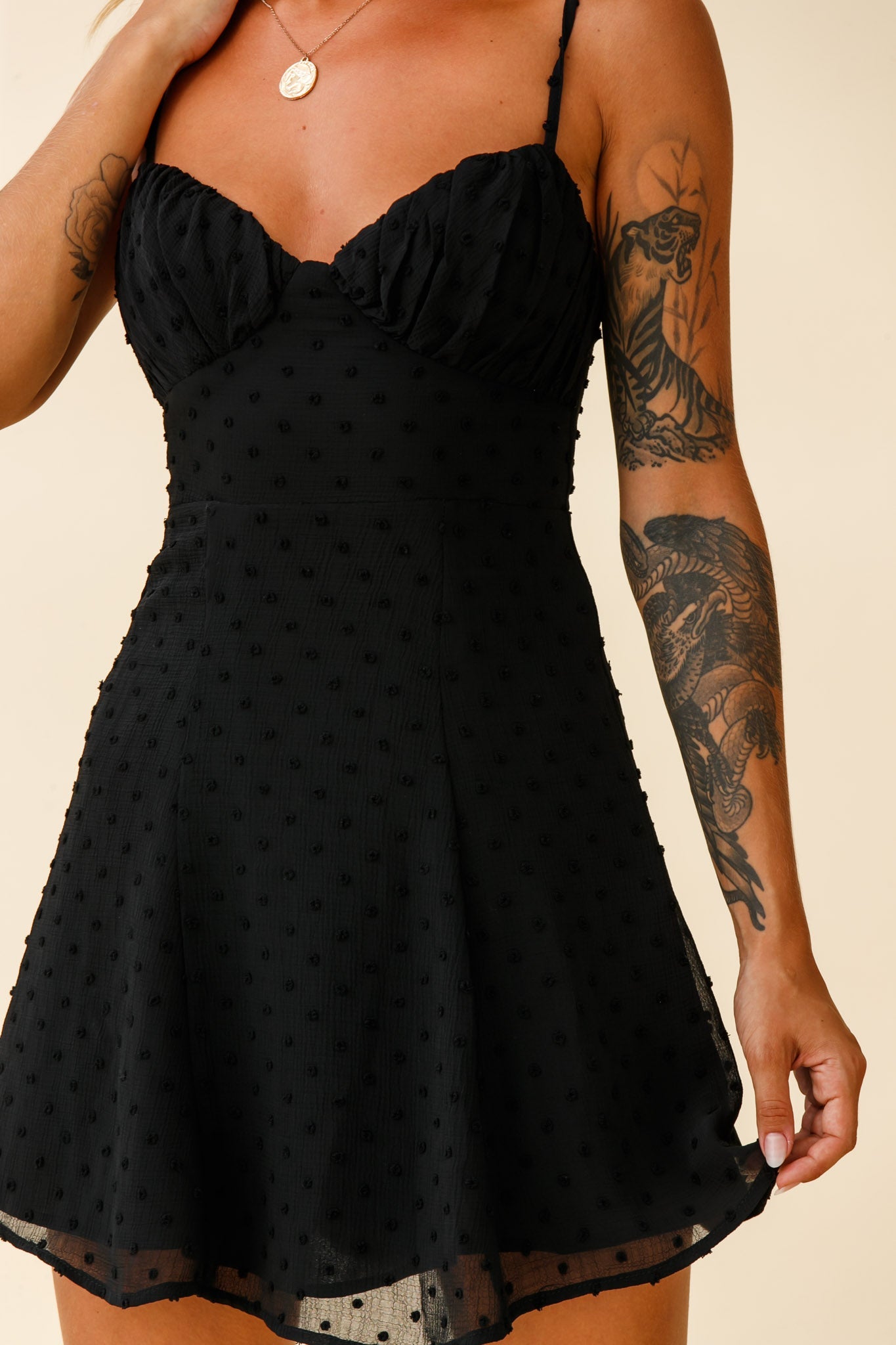 Good Morning Angel Ruched Bust A-Line Dress Black by Selfie Leslie