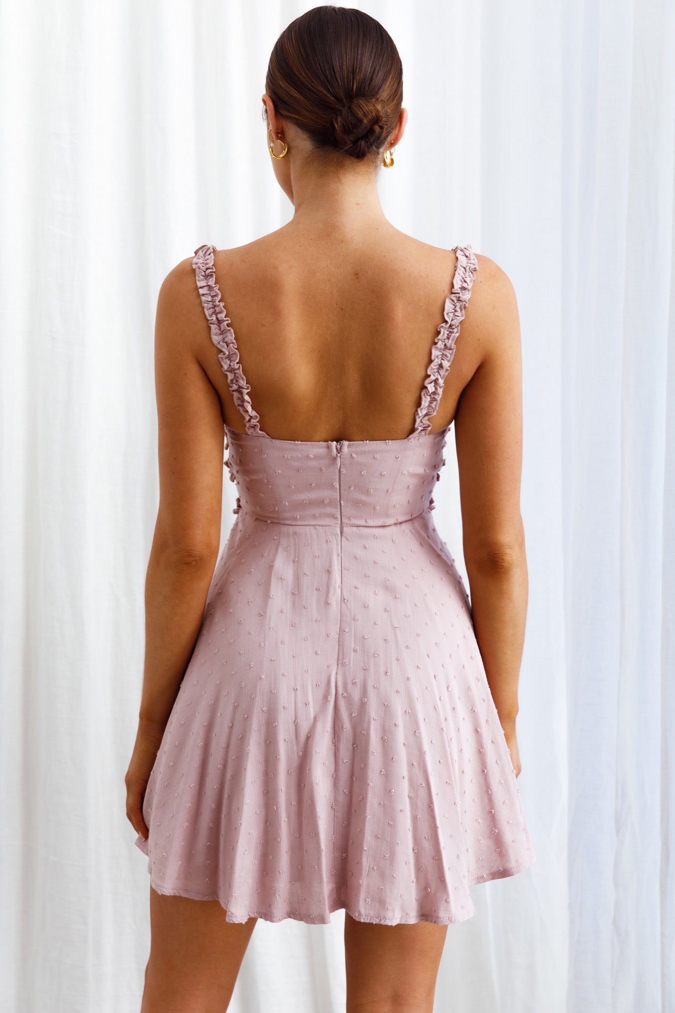 Illia Frill Trim Textured Dress Mauve by Selfie Leslie