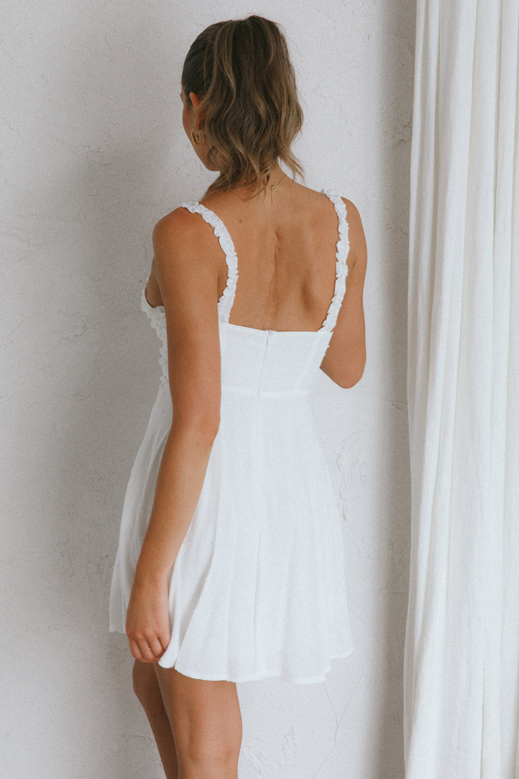 Illia Frill Trim Textured Dress White by Selfie Leslie Australia
