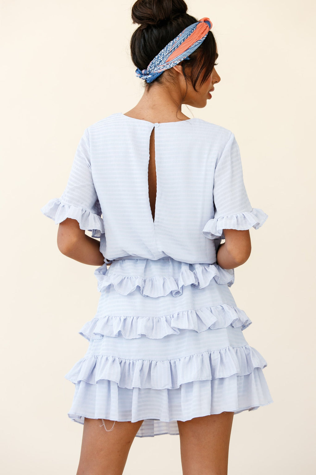 Zipporah Short Sleeve Layered Ruffle Dress Grey by Selfie Leslie