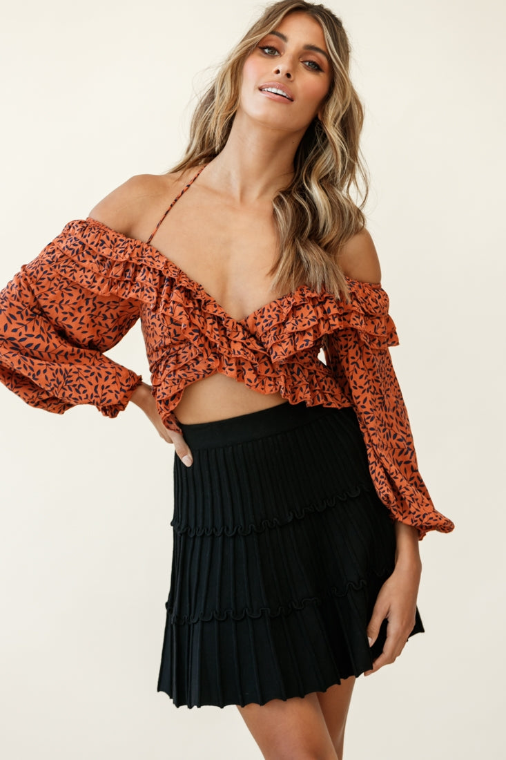 Eleanor Thick Ribbed Knit A-Line Skirt Black by Selfie Leslie